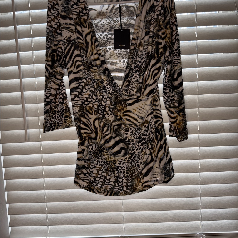 Milano Zebra and Leopard Print V-Neck Blouse
